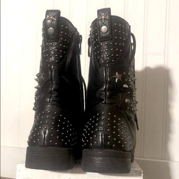 Women’s black Combat Boots with studs and spikes - Picture 1 of 8